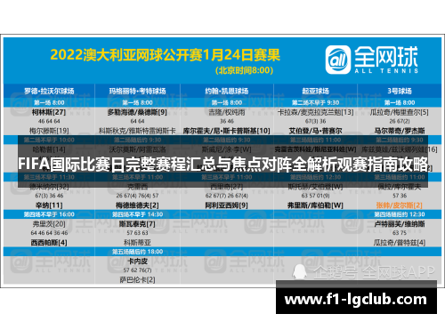 FIFA国际比赛日完整赛程汇总与焦点对阵全解析观赛指南攻略 FIFA国际比赛日完整赛程汇总与焦点对阵全解析观赛指南攻略